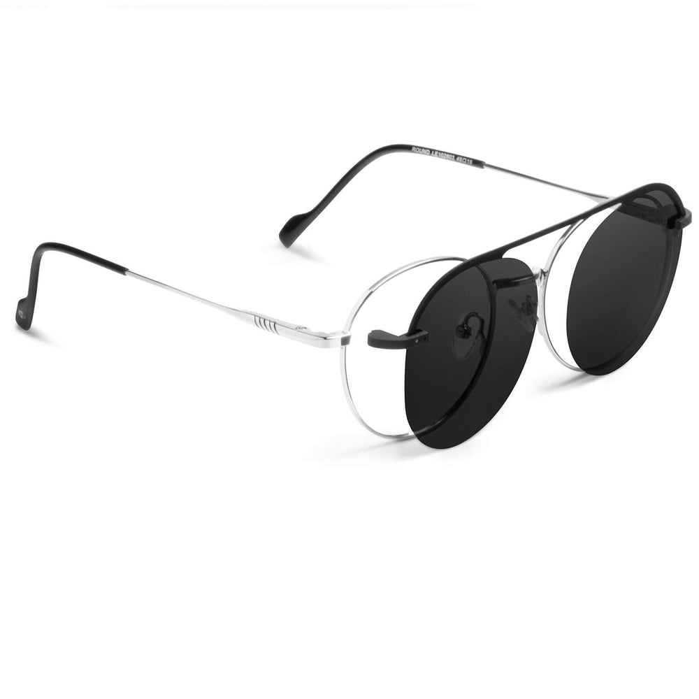 anteojos o marcos opticos redondos de color rosado con sobre lente clip sol iman polarizado para hombre y mujer de color barbie rosado vista angulada #color_rosado