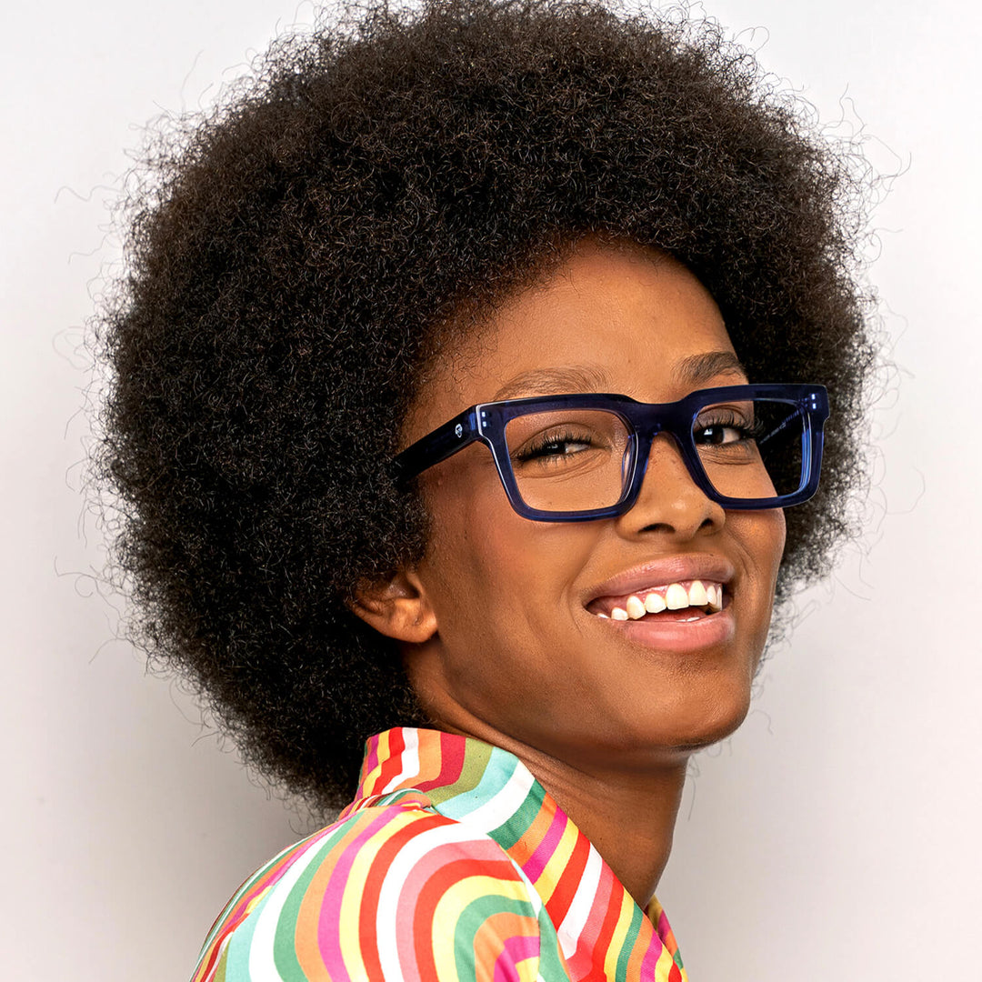Vista frontal de Salvador gafas ópticos color azul para hombre #color_azul