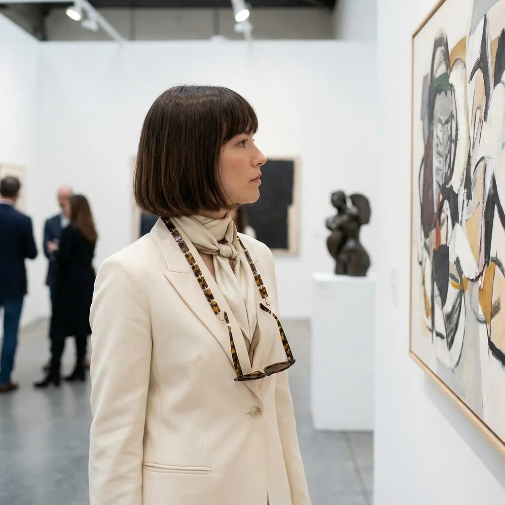 Cadena de acetato reciclado para lentes en galería de arte sofisticado Bonoboss