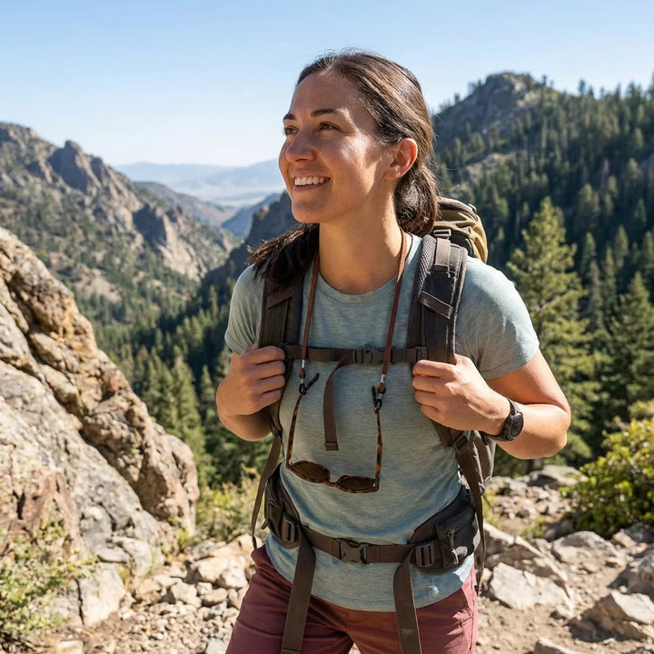 Correa para lentes reciclada brown hiking activo montaña Bonoboss #color_brown