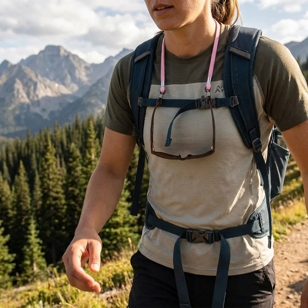 Correa para lentes reciclada rosado hiking activo montaña Bonoboss #color_rosado