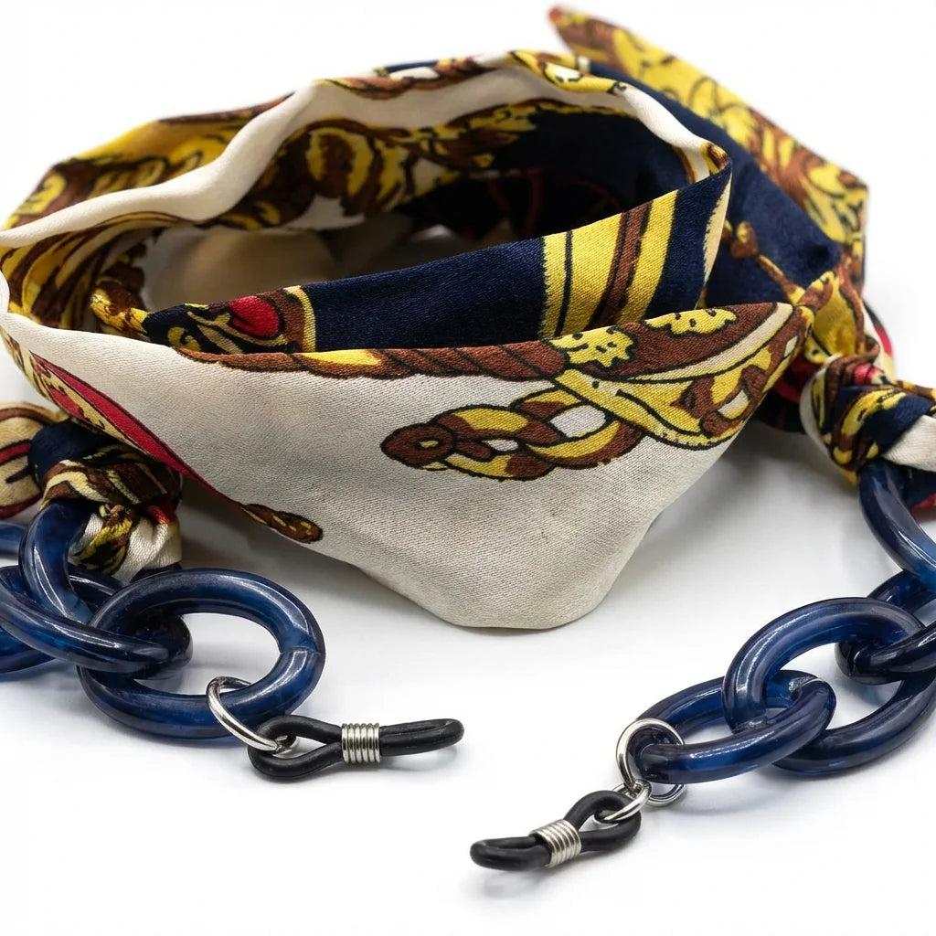 Strap pañuelo para lentes azul close-up patrón tela textura Bonoboss #color_azul