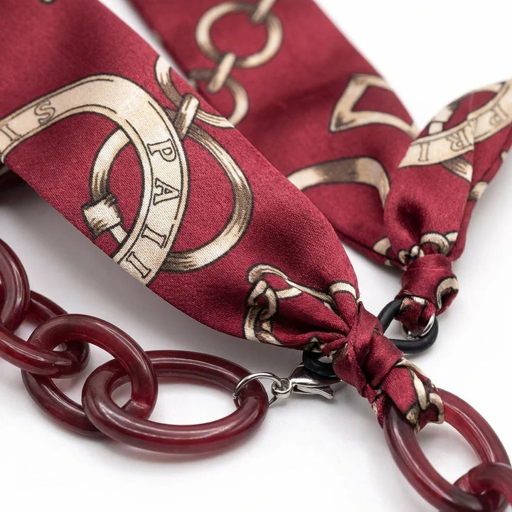 Strap pañuelo para lentes rojo close-up patrón tela textura Bonoboss #color_rojo