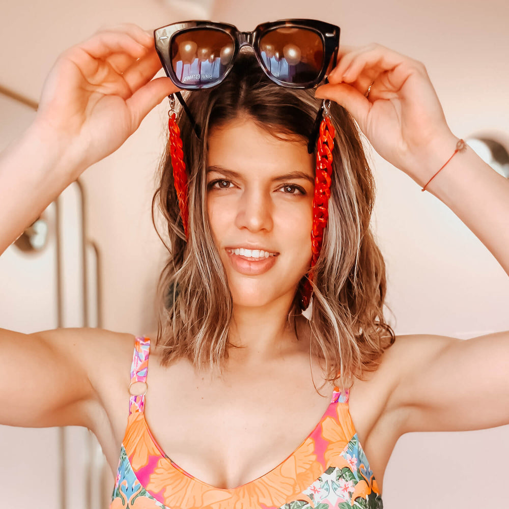 straps o colgante de anteojos fashion de moda para mujer con acetato reciclado de color carey #color_carey