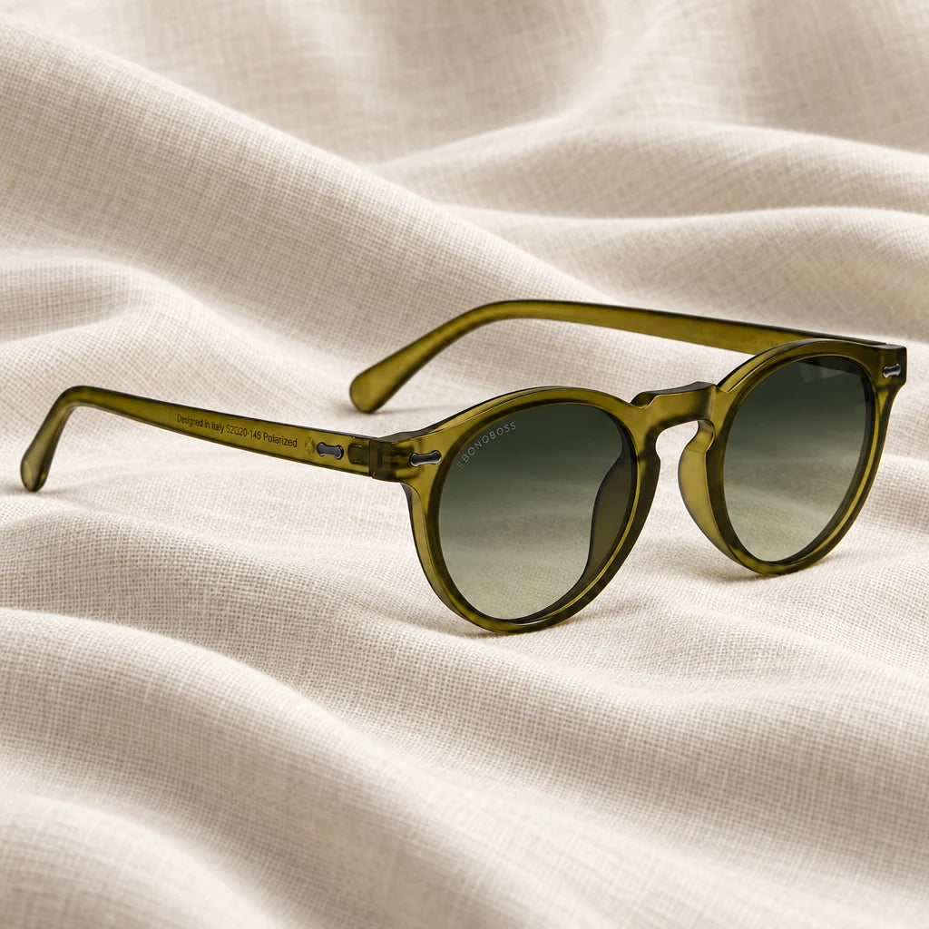 Lentes de sol Bonoboss Temuco RPET Olive Light en contexto de estilo de vida #color_olive-light
