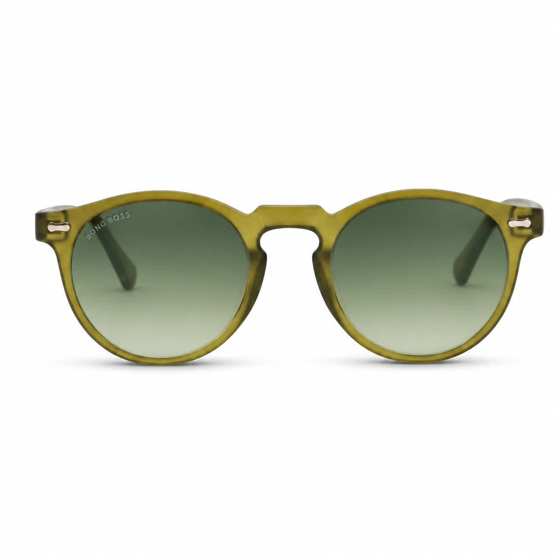 Lentes de sol Bonoboss Temuco RPET Olive Light vista frontal plástico reciclado #editorial_frontal #color_olive-light