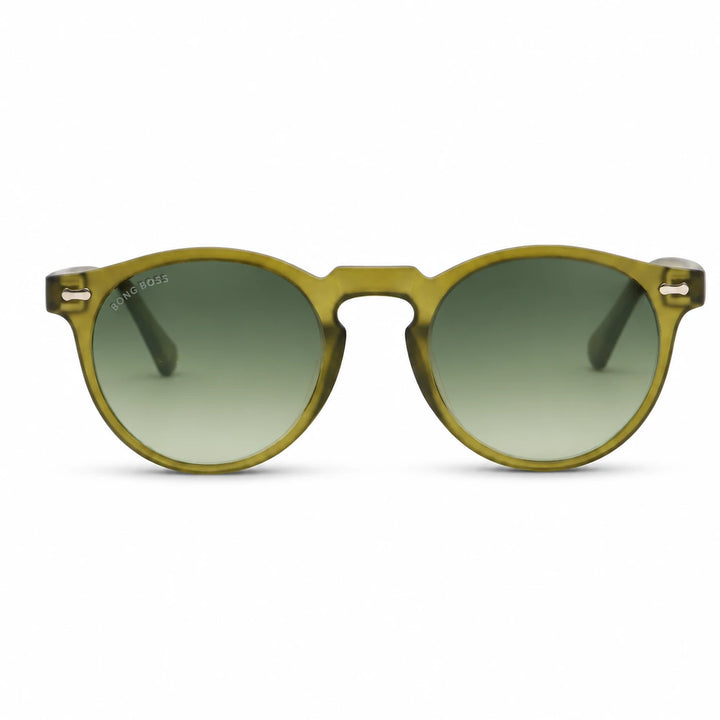 Lentes de sol Bonoboss Temuco RPET Olive Light vista frontal plástico reciclado #editorial_frontal #color_olive-light