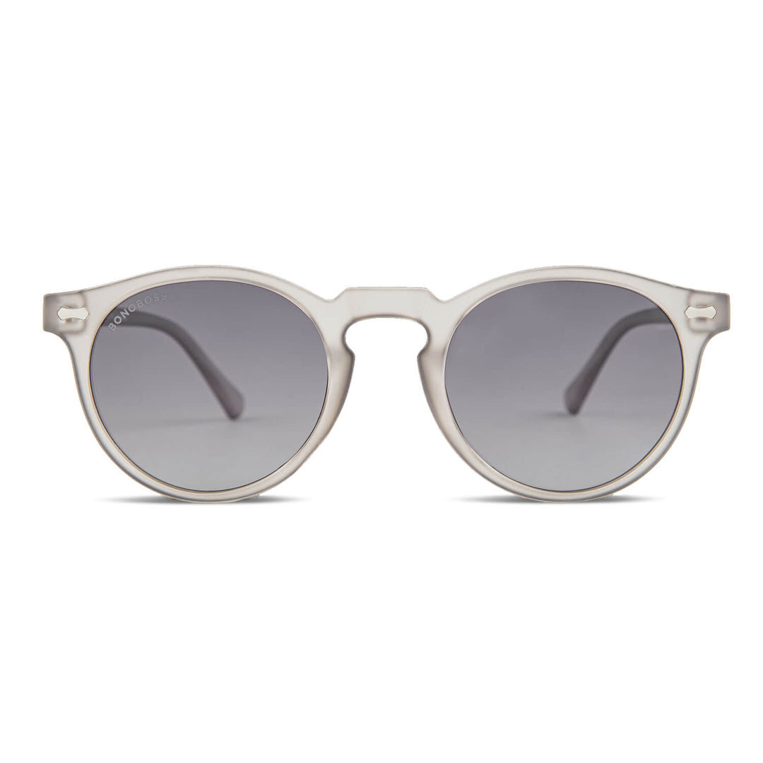 anteojos de sol polarizados redondos de botellas plásticas recicladas sustentable color transparente #color_gris