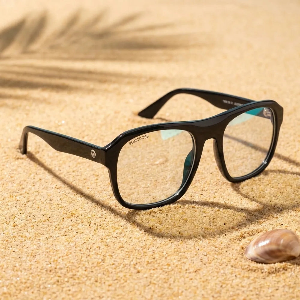 Tom lentes ópticos negro vista frontal diseño universal #editorial_arena-dorada #color_negro