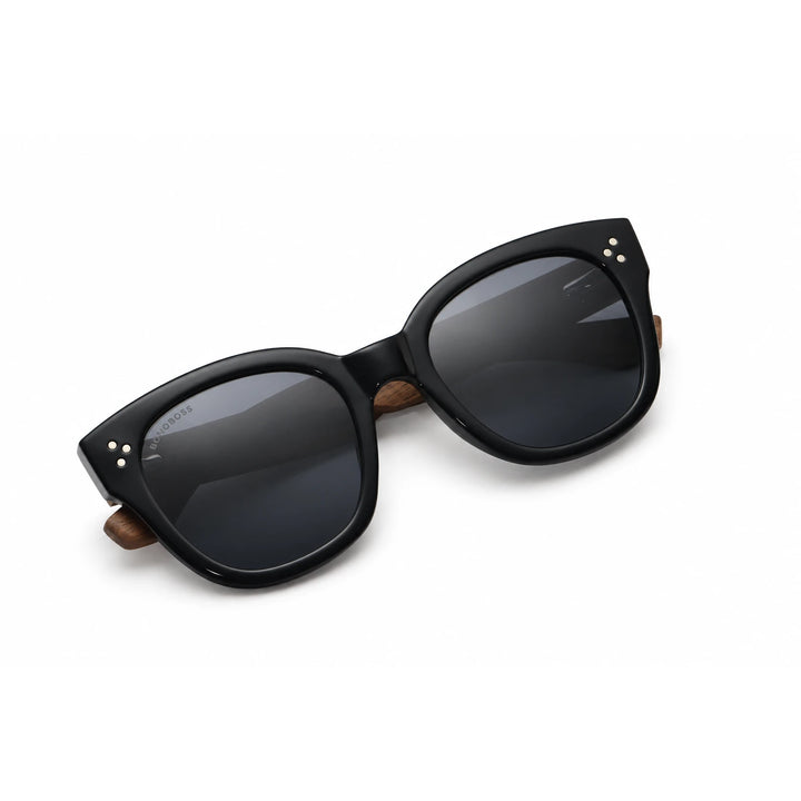 Lentes de sol Bonoboss Tren Tren Negro armazón plegado vista superior varillas de madera #editorial_plegado #color_negro