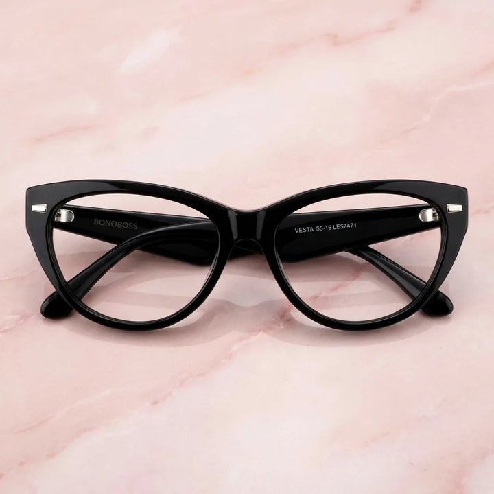 Vesta lentes ópticos negro marmol rosa frontal Bonoboss #color_negro