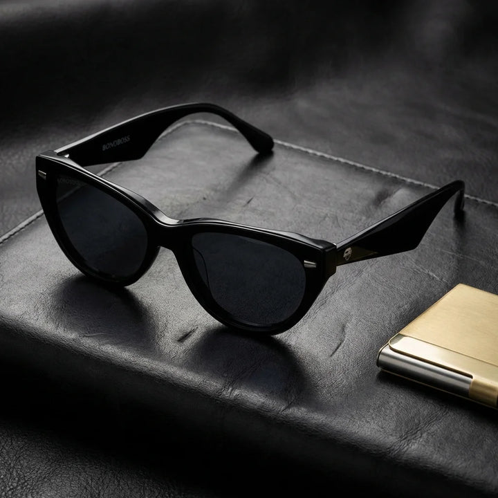 Vesta lentes ópticos negro cuero negro brass Bonoboss #color_negro