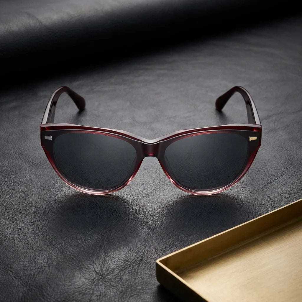 Vesta lentes ópticos rojo cuero negro brass frontal Bonoboss #color_rojo