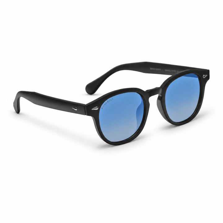 Lentes de sol Bonoboss Waimea RPET Gradiente Azul vista tres cuartos plástico reciclado #editorial_angulo45 #color_gradiente-azul