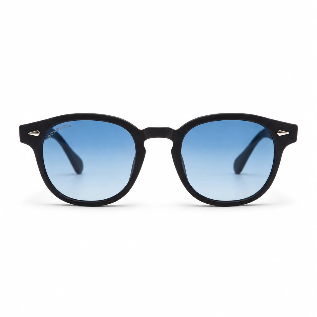 Lentes de sol Bonoboss Waimea RPET Gradiente Azul vista frontal plástico reciclado #editorial_frontal #color_gradiente-azul
