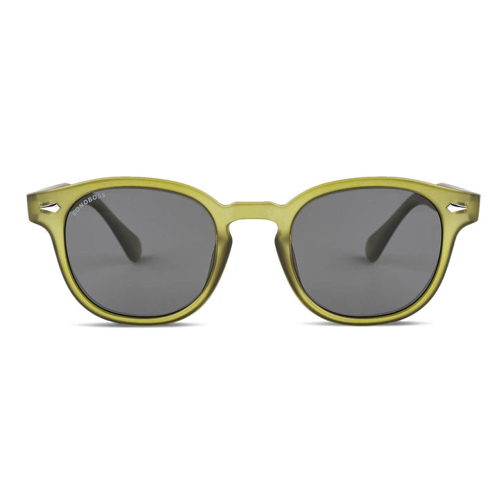 anteojos de sol polarizados redondos de botellas plásticas recicladas sustentable color verde. cristal color negro #color_olive