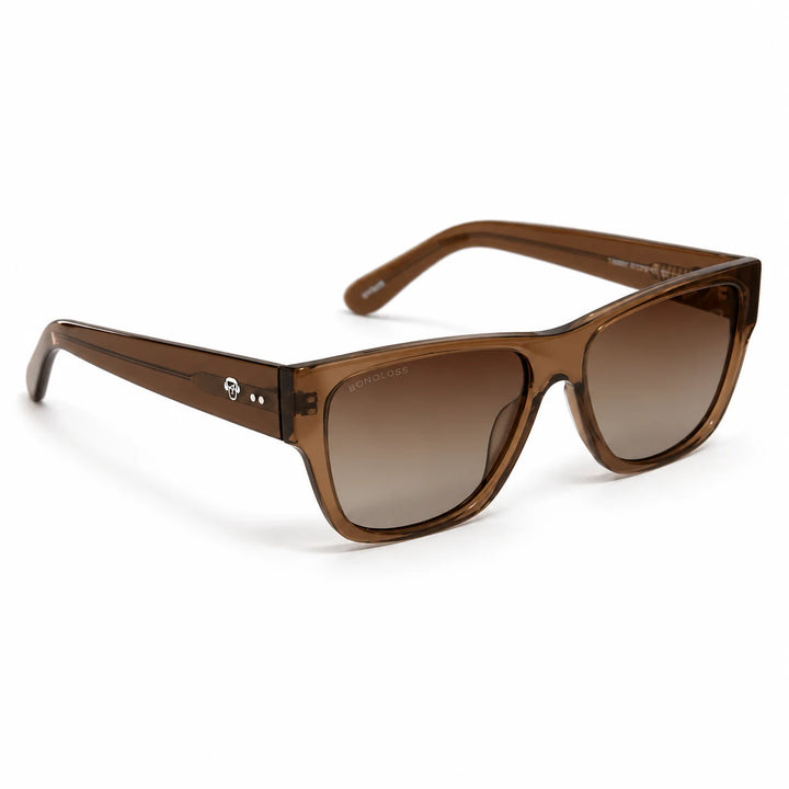 Lentes de sol polarizados Zorros Café transparente, Lente café degradado vista tres cuartos #editorial_angulo45 #color_brown