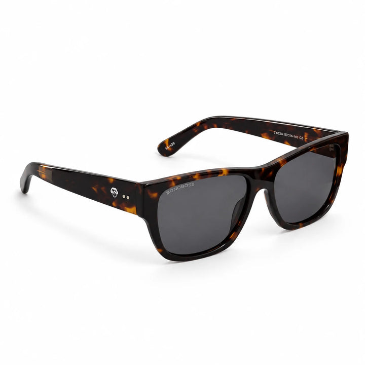 Lentes de sol polarizados Zorros Carey, Lente gris vista tres cuartos #editorial_angulo45 #color_carey
