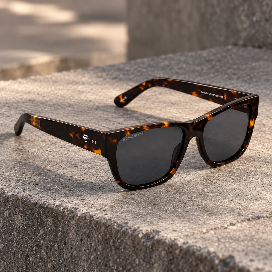 Lentes de sol polarizados Zorros Carey lente Gris bodegón sobre piedra Bonoboss #editorial_banner #color_carey