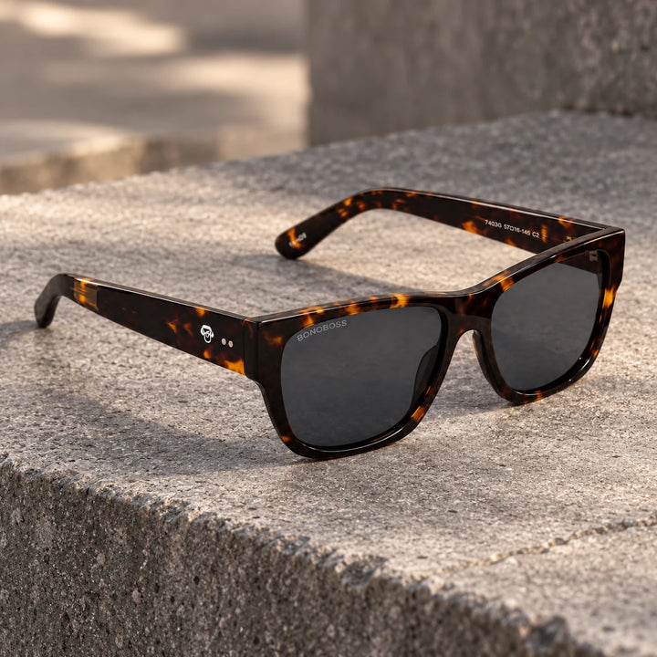 Lentes de sol polarizados Zorros Carey lente Gris bodegón sobre piedra Bonoboss #editorial_banner #color_carey