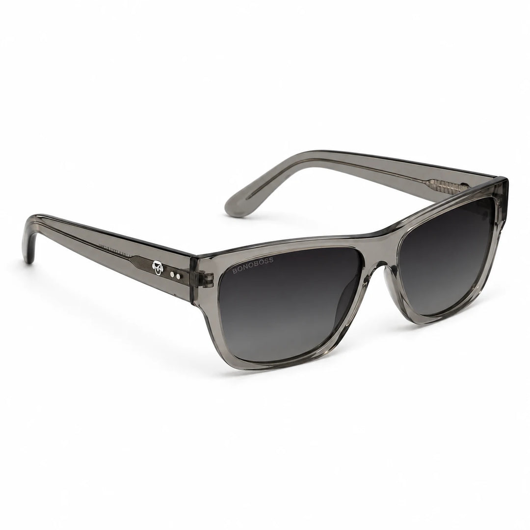 Lentes de sol polarizados Zorros Gris transparente, Lente gris degradado vista tres cuartos #editorial_angulo45 #color_gris