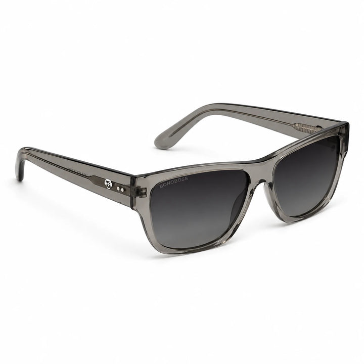 Lentes de sol polarizados Zorros Gris transparente, Lente gris degradado vista tres cuartos #editorial_angulo45 #color_gris