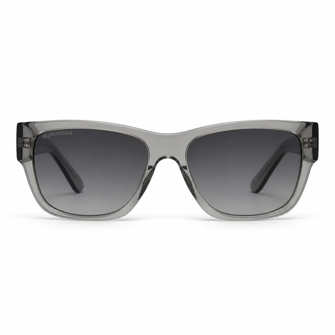 Lentes de sol polarizados Zorros Gris transparente, Lente gris degradado vista frontal #color_gris #foto_frontal