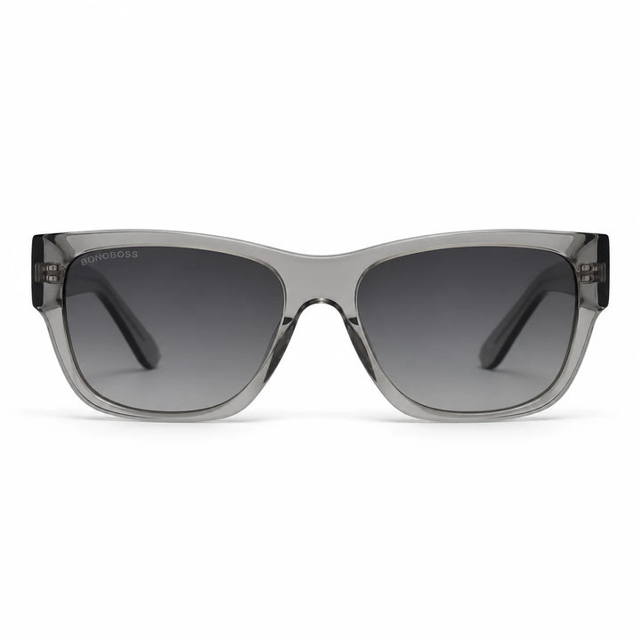 Lentes de sol polarizados Zorros Gris transparente, Lente gris degradado vista frontal #color_gris #foto_frontal