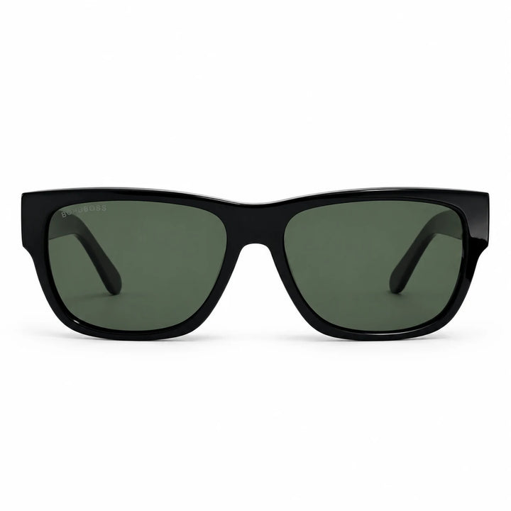 Lentes de sol polarizados Zorros Negro, Lente verde vista frontal #color_negro #foto_frontal