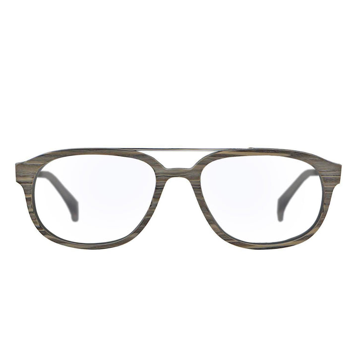 marcos lentes opticos redondos color gris madera pata de metal filtro azul hombre mujer
