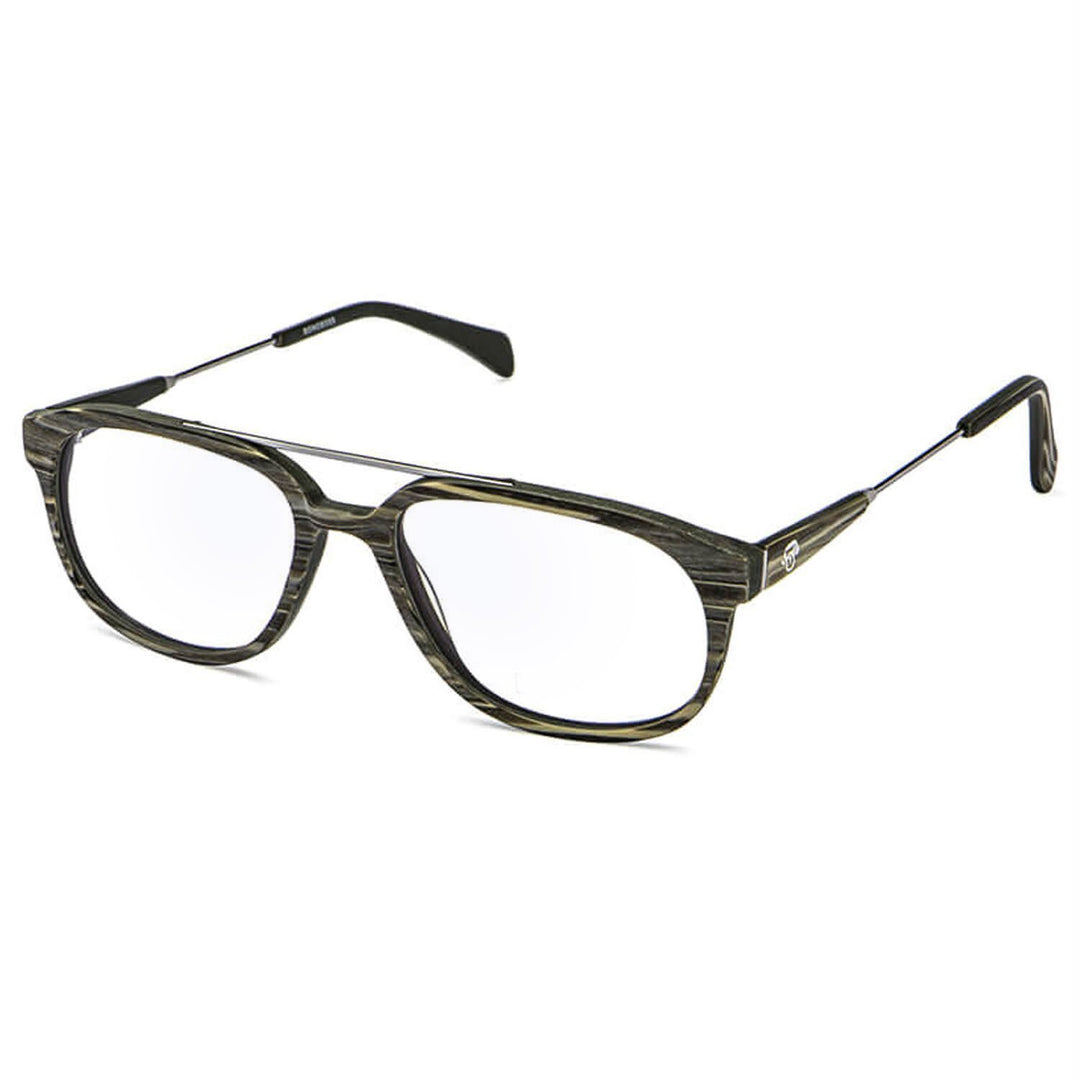 marcos lentes opticos redondos color gris madera pata de metal filtro azul hombre mujer