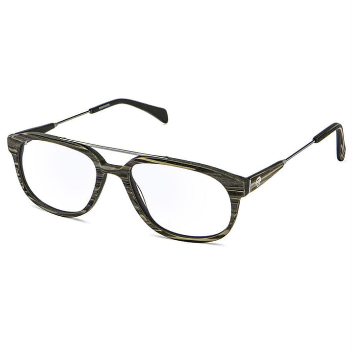 marcos lentes opticos redondos color gris madera pata de metal filtro azul hombre mujer