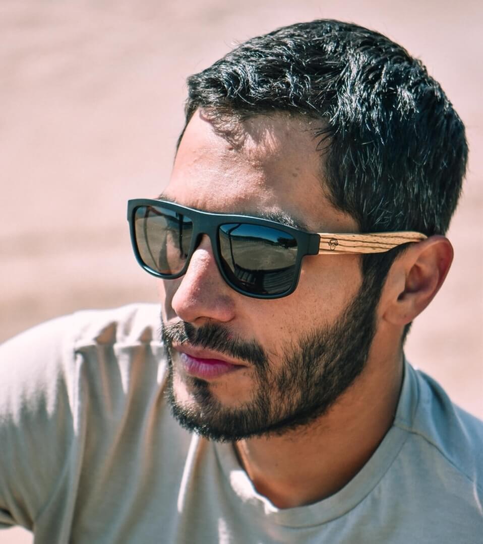 Lentes de Sol Polarizados Madera Rectangulares hombre LE9201
