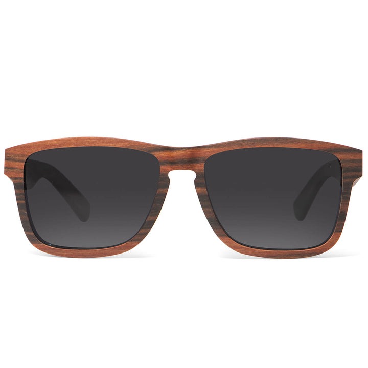 lentes rectangulares de sol polarizados en madera natural