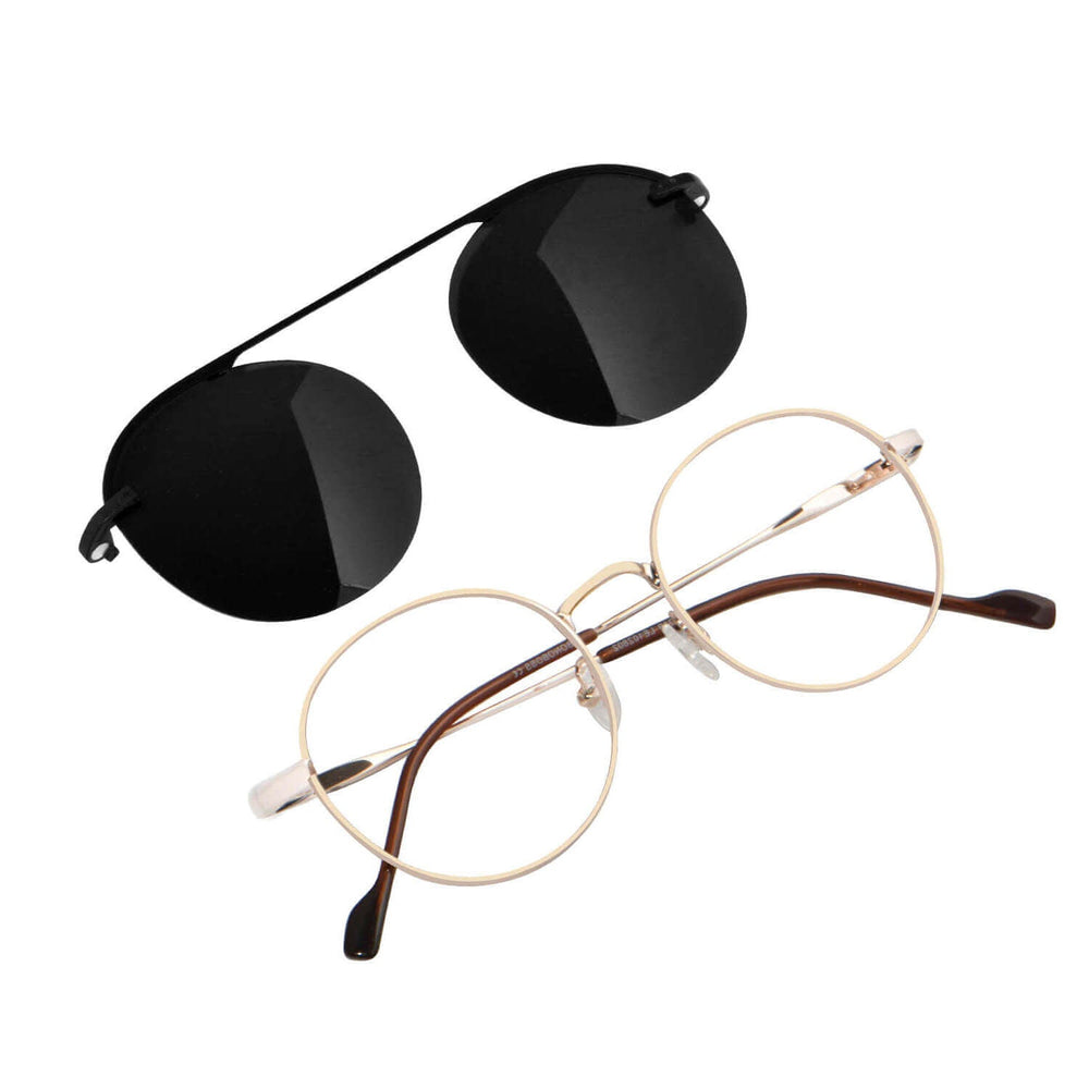 anteojos o marcos opticos redondos de color rosado con sobre lente clip sol iman polarizado para hombre y mujer de color barbie rosado vista angulada #color_rosado