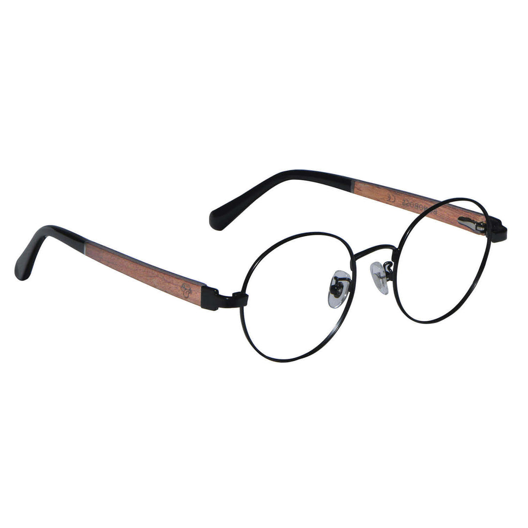 marcos lentes opticos redondos color dorado pata de madera armazon de metal  filtro azul hombre mujer #color_dorado