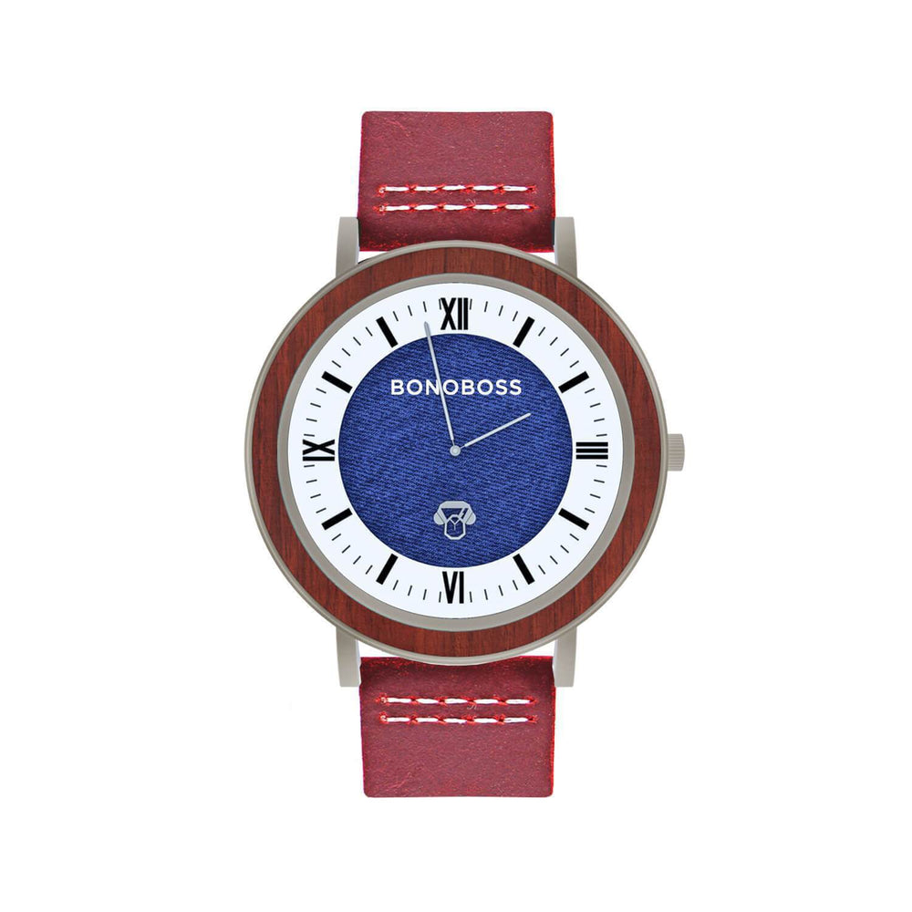 Toki Sándalo Jeans Cuero reloj minimalista diseño frontal para mujer