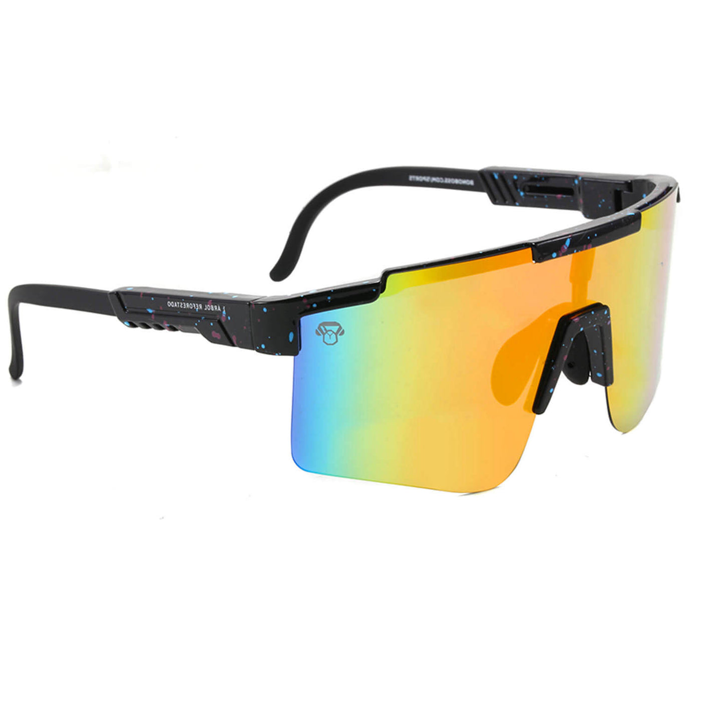 anteojos de sol polarizados de color negro con lentes espejadas tornasol para hombre que le gusta andar en bicicleta