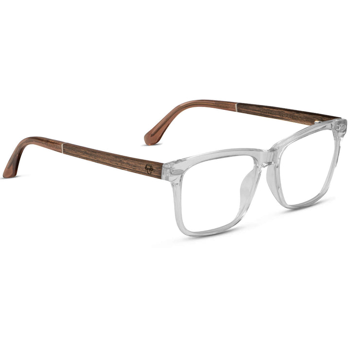 marcos opticos transparente para cara redonda con patas de madera para hombre y mujer #color_transparente